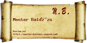 Mester Balázs névjegykártya
