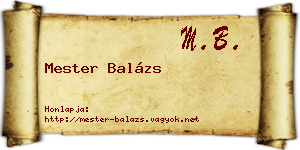 Mester Balázs névjegykártya